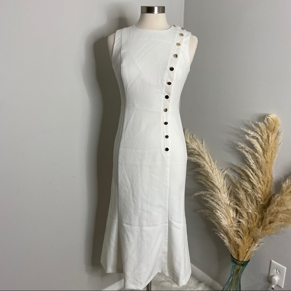 Banana Republic Buttoned Midi Dress Gold Buttons - Picture 3 of 8